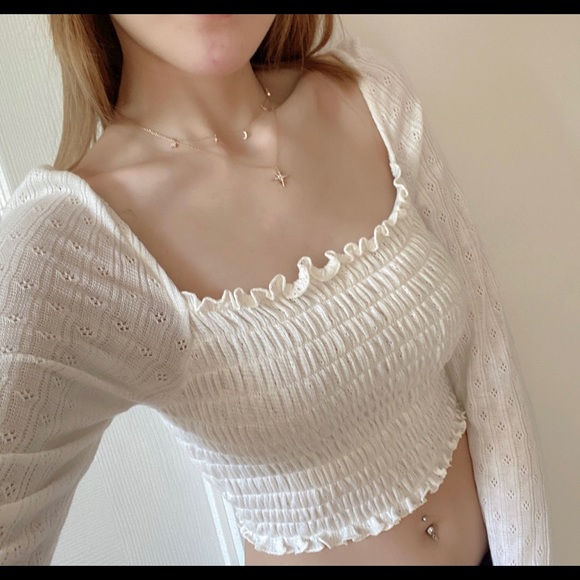 Forever21 square neck long sleeve crop top - Picture 3 of 6